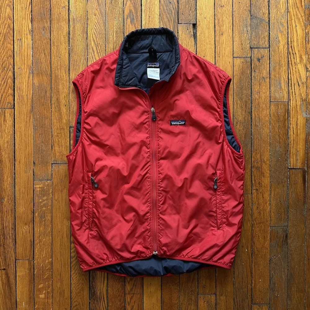 Vtg Patagonia Puffball Full‎ Zip Vest Men Large Candy Apple Red Gorp Performance
